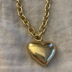 Gold Heart Pendant Chain Necklace - Women Jewelry